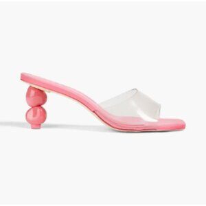 Cult Gaia Gigi PVC Slip-on Mules In Pink Sz 40 Sculptural Heels Square Toe